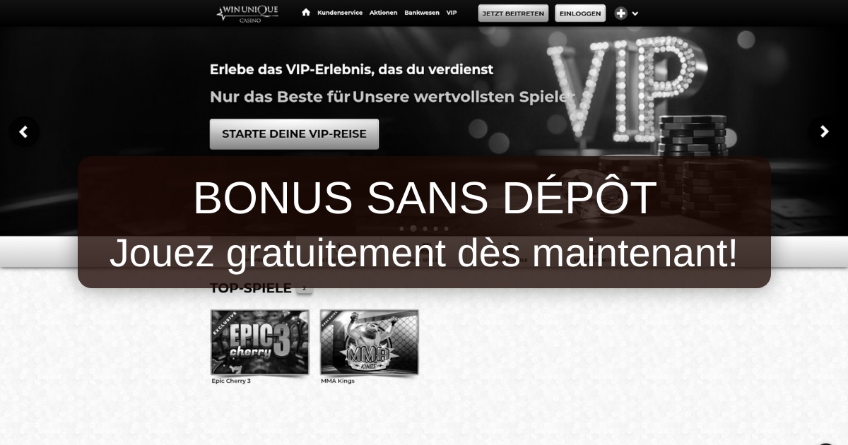 Code Bonus Unique Casino 2026 - France: Offres Vérifiées